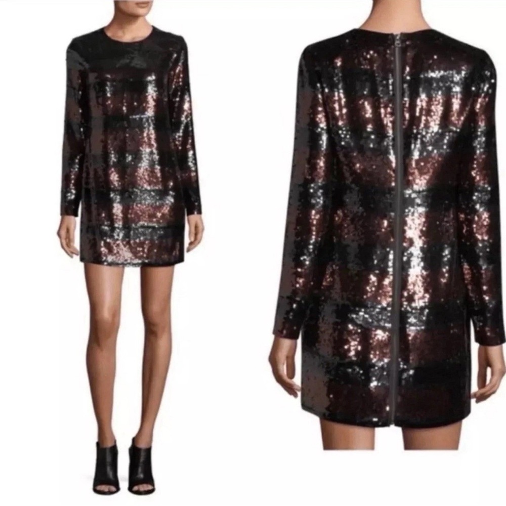 Veronica Beard Striped Red Black Sequin Mini Dress Size 12 "Breakers Dress" $795
